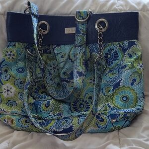 Hadaki Blue and Green Paisley Tote Bag